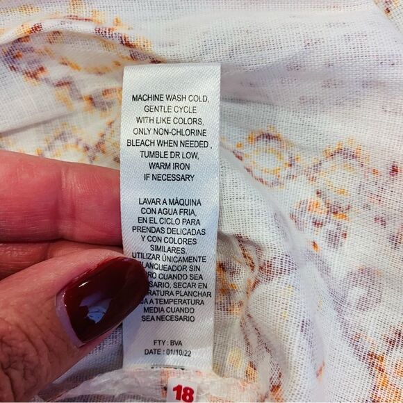 Jolie & Joy Juniors Mosaic Smocked Button Front Dress Size Large - Picture 13 of 14